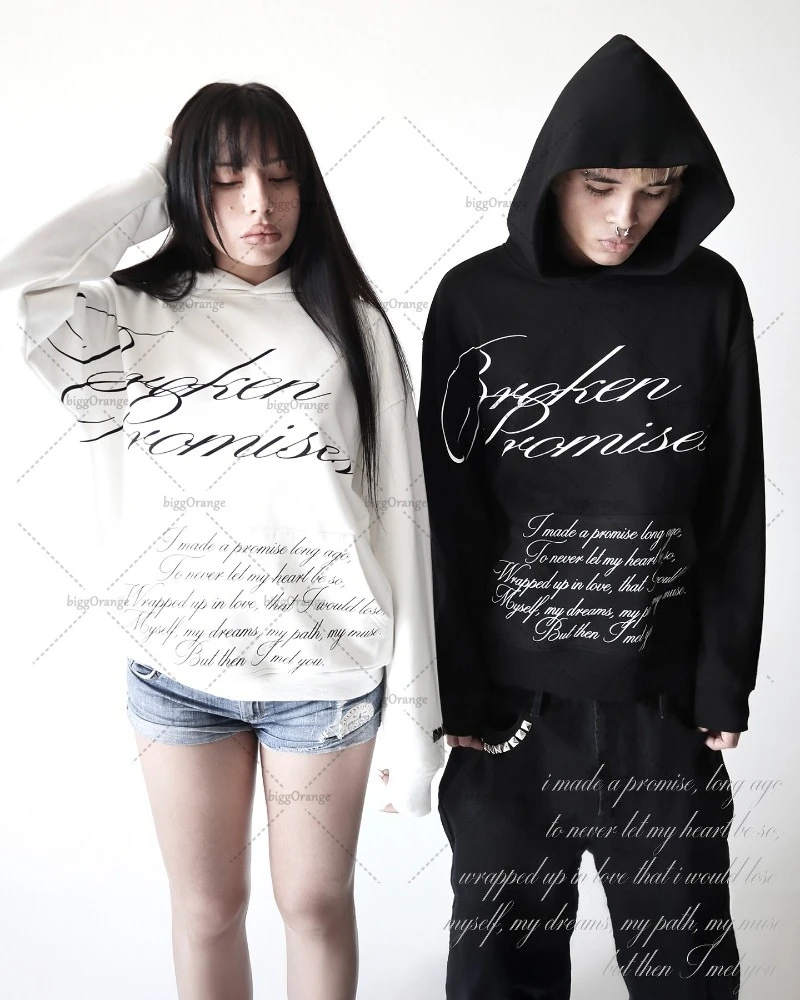 Y2K Hip-hop Letter Print Retro High Street Loose Hoodie Men Casual Harajuku New Fashion Rock Vintage Oversized Sweatshirt Women