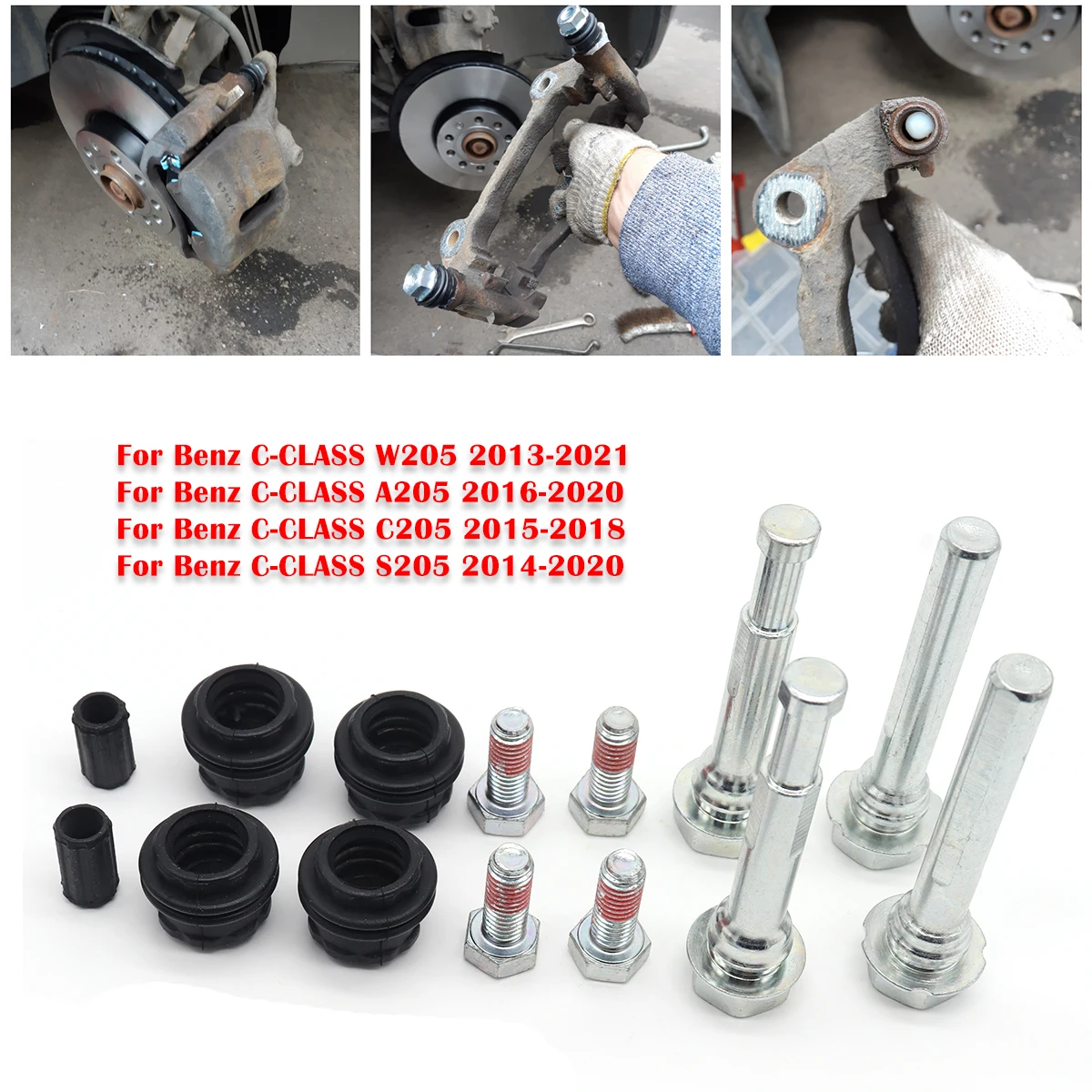 

14pc Brake Caliper Cylinder Slider Guide Pin For Benz C-CLASS S205 C205 A205 W205 For Disc Housing Bolts Bushing Boot Seal Kit