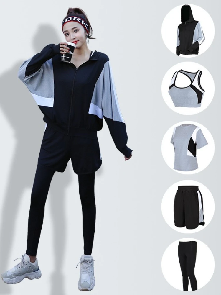 Track Sweat Suit Set Women Sports Gym Running Beginner Autumn/winter Leisure Morning Running Yoga Clothes Sweatsuit Korea