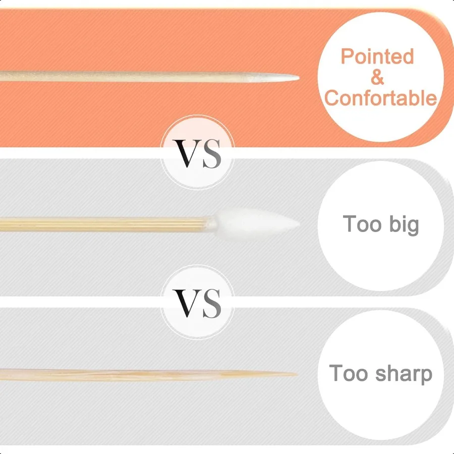 600개입 뾰족한 면봉 네일 미니 팁 마이크로블레이딩 면봉 매니큐어 클리닝 도구 미세 포인트 정밀 마이크로 S