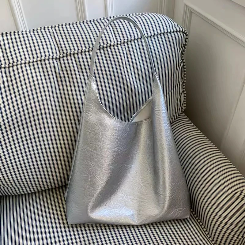 حقيبة كتف ذات سعة كبيرة للنساء محافظ فضية للنساء محافظ وحقائب يد وحقائب يد وحقائب مدرسية وحقائب يد للفتيات