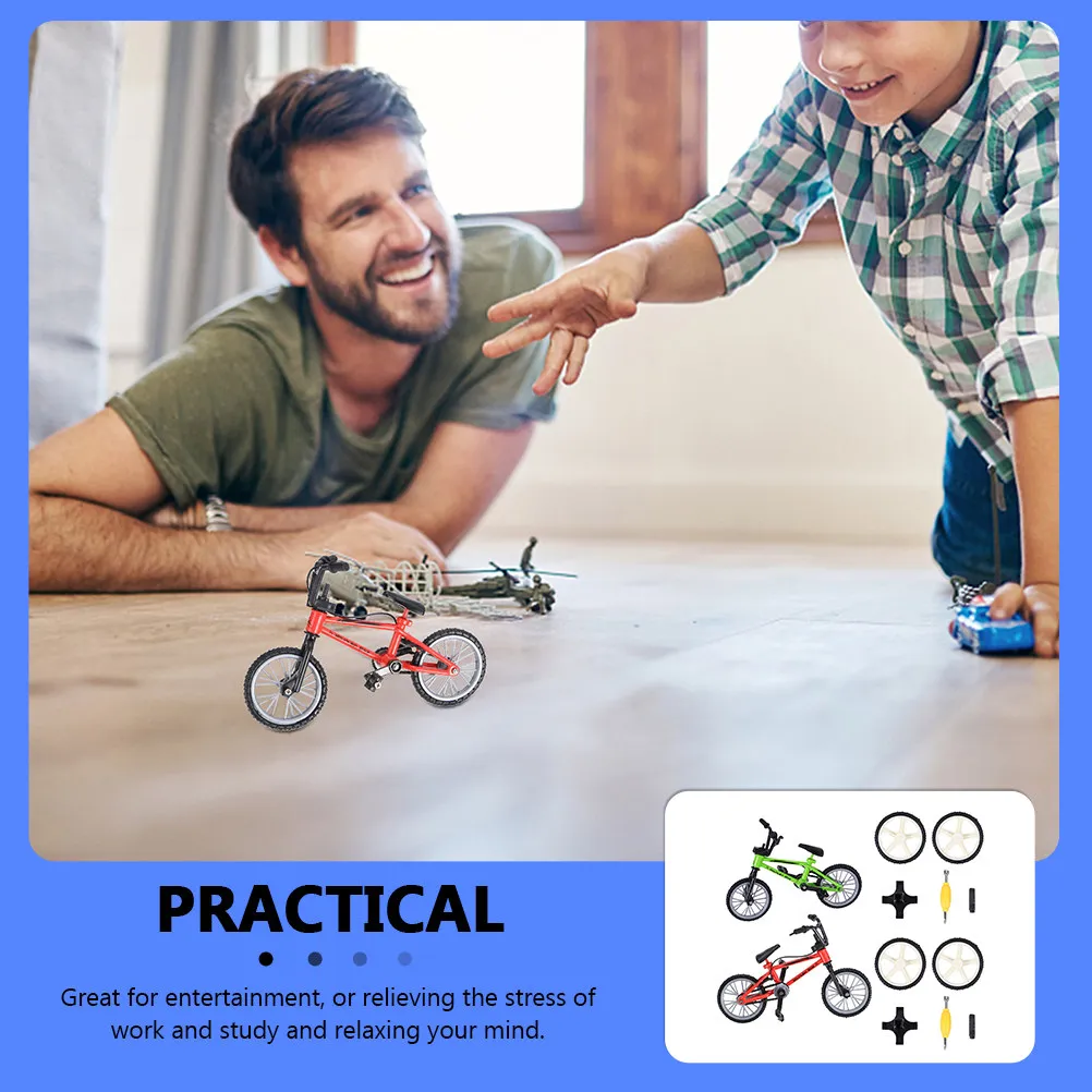 2Sets Finger Bike Table Game Mini Aluminum Alloy Bicycles for Kids Adults Desktop Competition Stress Relief Fun Portable