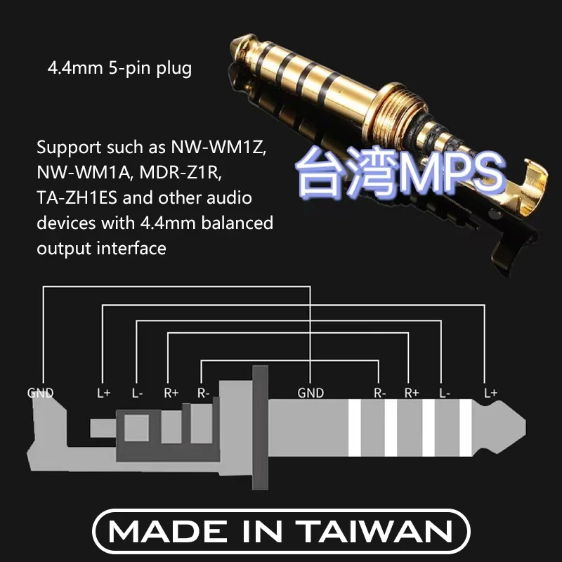 ■ Hifi MPS  Gold Plated 4.4mm 5 Poles Male Full Balanced Headphone Solder Plug for NW-WM1Z NW-WM1A AMP