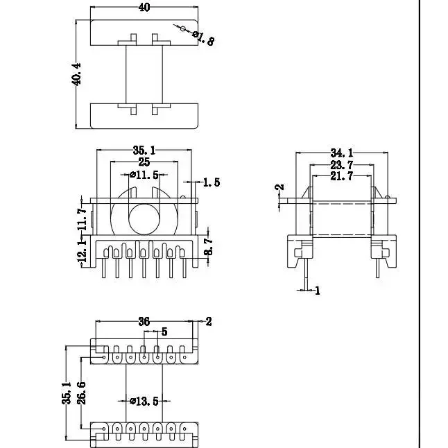 10sets/lot ETD34 Magnetic Core Supporting Bakelite Skeleton Horizontal 7 + 7 Transformer ETD34 Ferrite Core PC40 Material