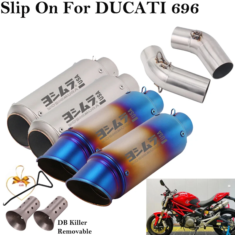 

For DUCATI 696 GP Motorcycle Slip-On Exhaust Escape with Middle Manifold Modified Muffler Stainless Steel DB Killer