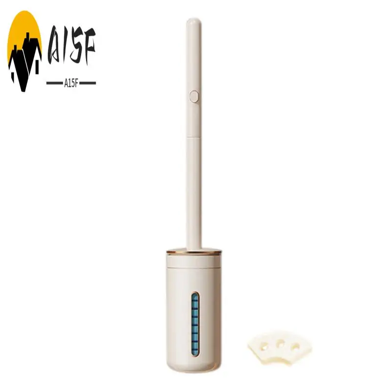 A15F-Eco-Friendly Toilet Brush With Long Handle, Wall-Mounted, Disposable Brush Head, Bathroom WC Cleaner Scrubber