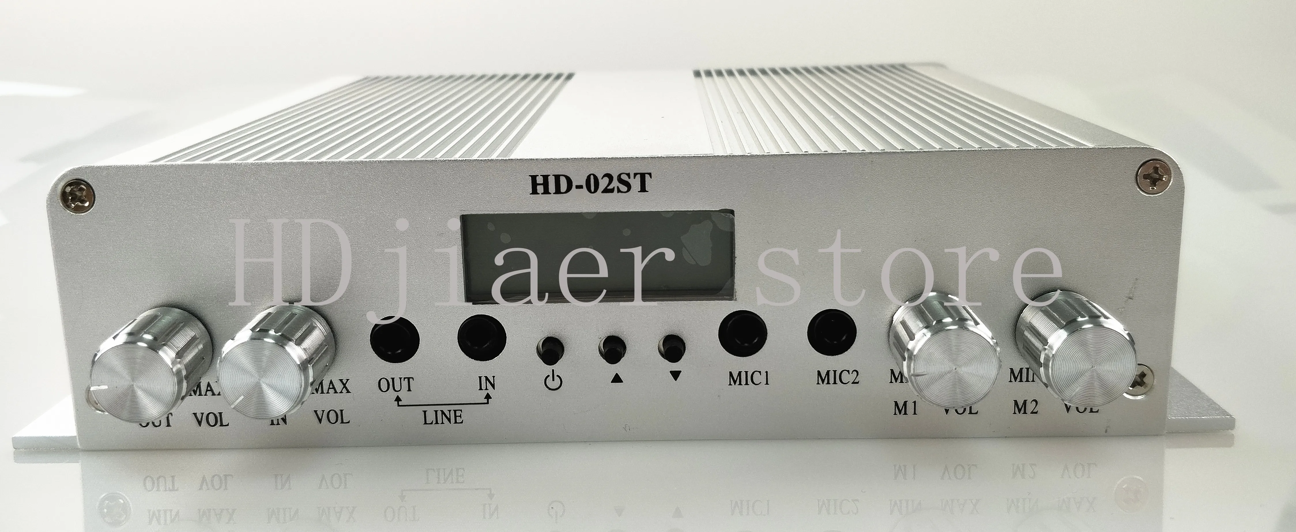 

Stereo FM transmitter with dual microphone input and monitoring function, model 02ST, 25W main unit + power supply