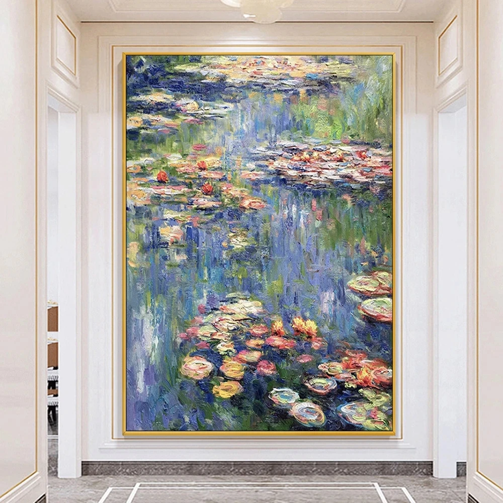 Famous Monet Diamond Painting Abstract Flower Water Lily Lake View Purple DIY Mosaic EmbroIDery  Living Room Decoration Mural