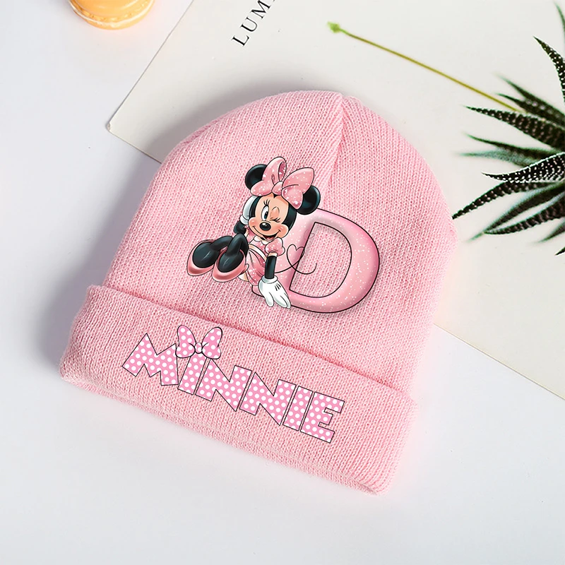 ميني ماوس ديزني الفتيات قبعات منسوجة الأطفال الكرتون إلكتروني القبعات القطن الشتاء لطيف قبعة صوفية الاطفال أنيمي هدايا عيد الميلاد