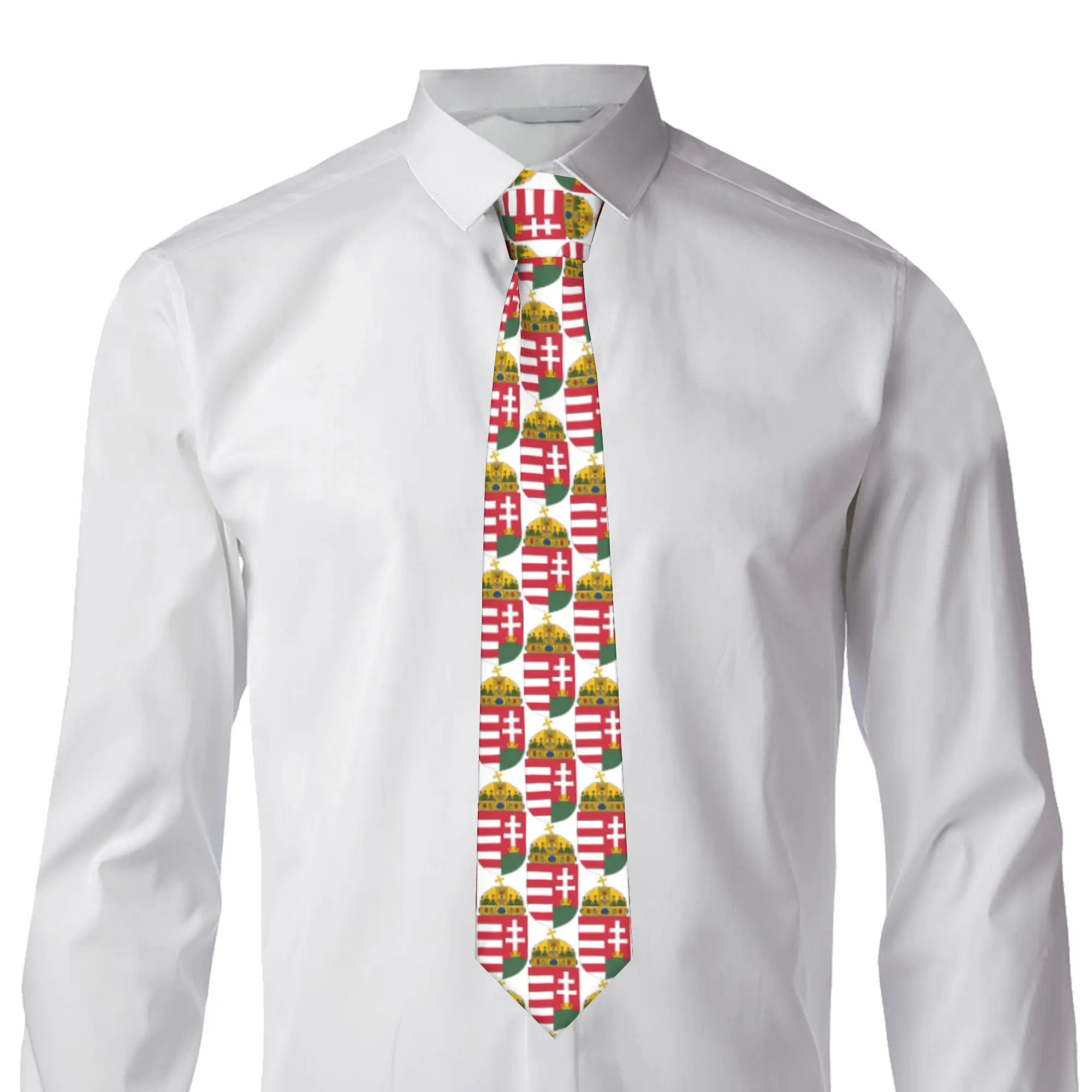 Classic Hungary Coat Of Arms Neckties for Men Silk Hungarian Patriotic Party Ties