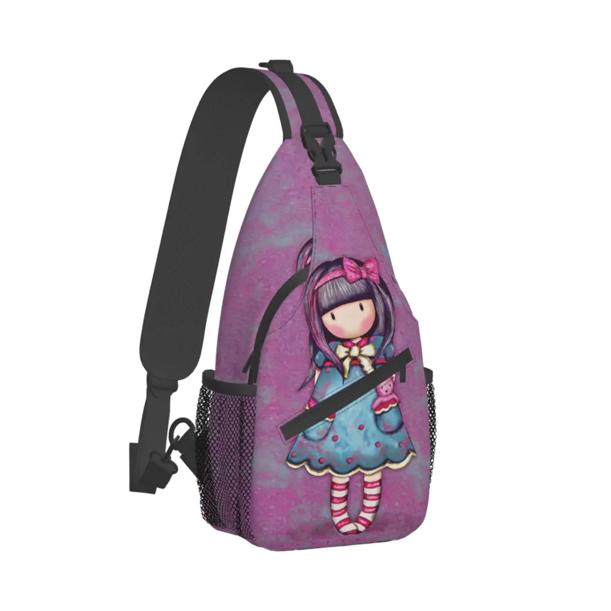 Santoro Gorjuss Doll Crossbody Sling Bag Small Chest Bag Art Cartoon Shoulder Backpack Daypack for Hiking Outdoor Camping Bag