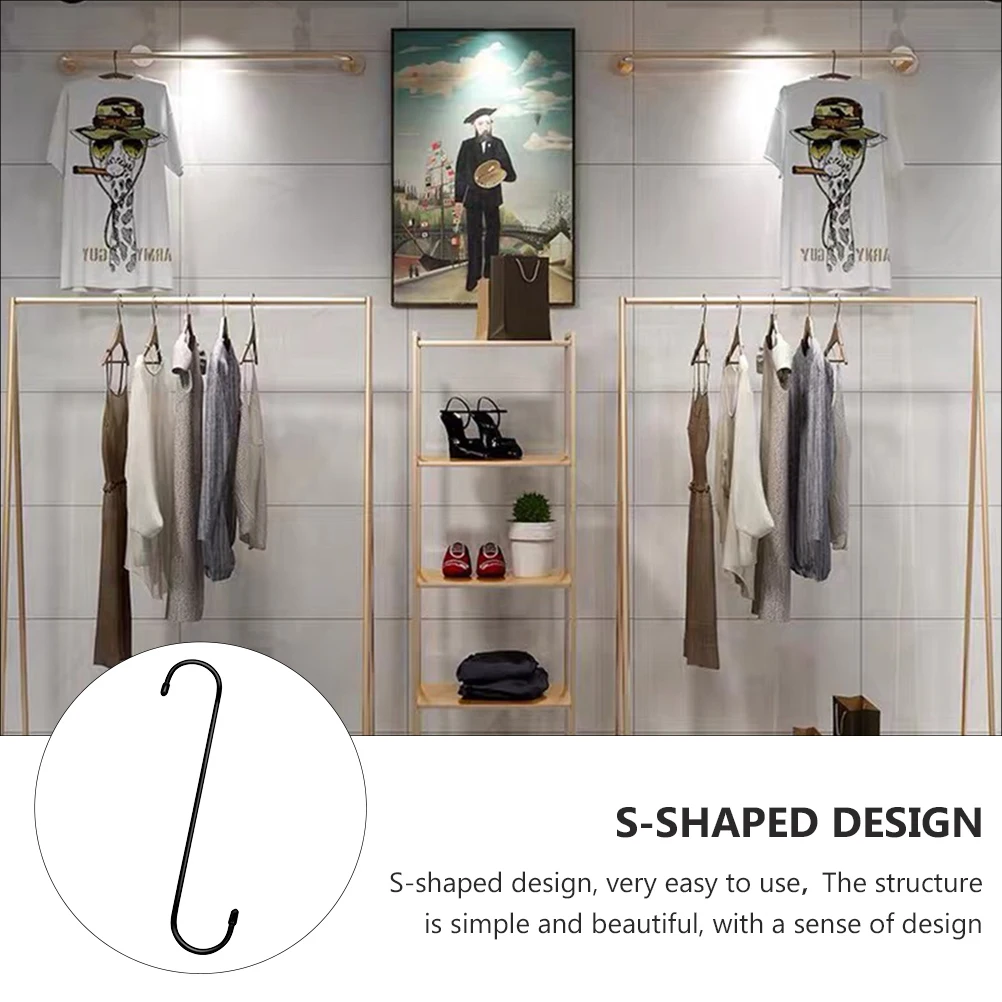 

Heavy Duty S Hooks Iron Black Multifunctional Hanging Hangers Shape ganize Kitchen Bathroom Strong Sturdy