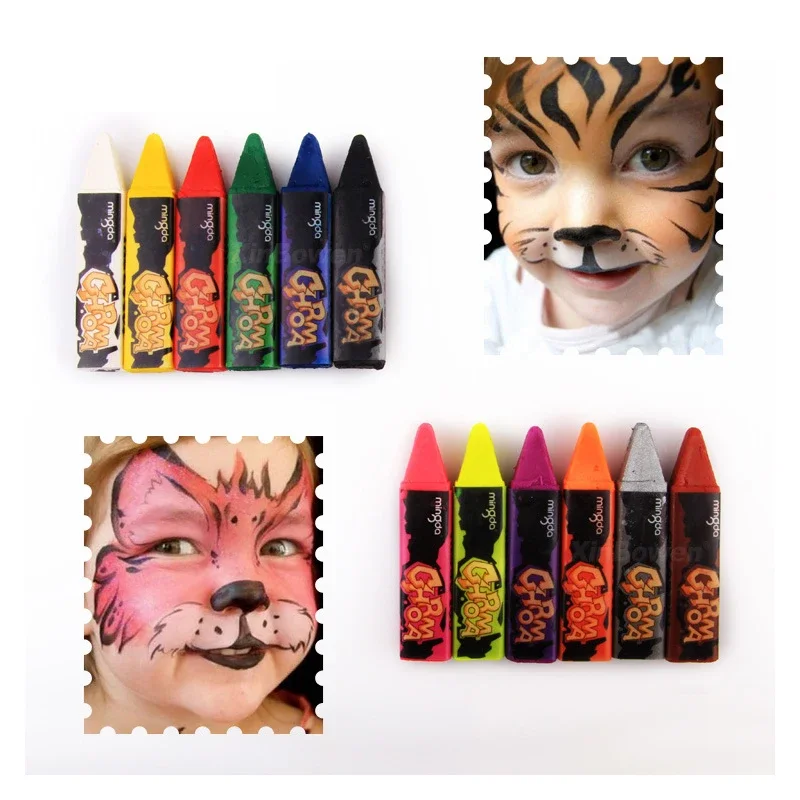 6/12 Farben Gesicht Farbe Set DIY Körper Malerei Buntstifte Halloween Kosmetik Werkzeug