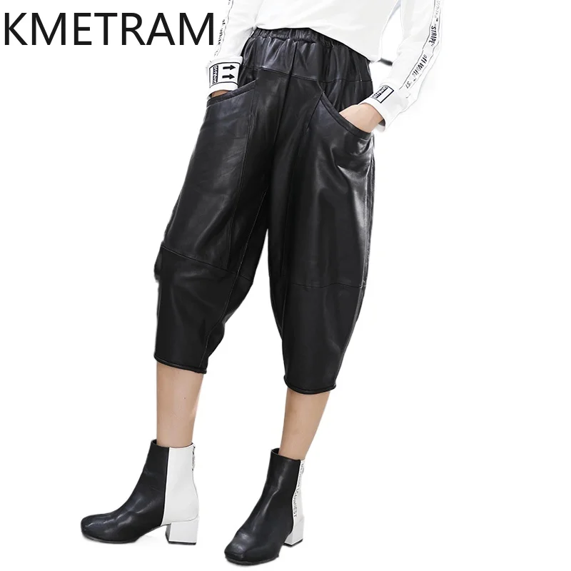 KMETRAM Real Sheepskin Genuine Leather Pants Womens Autumn 2024 Fashion Women Trending Clothing New in Capris Bloomers Карго