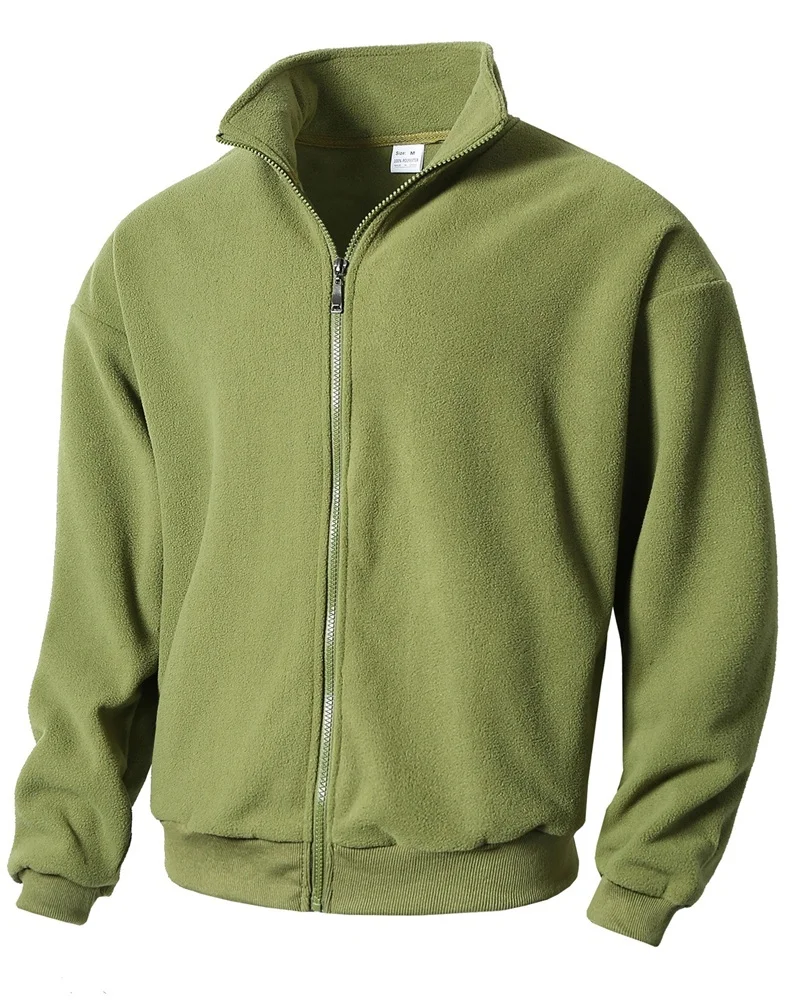 autumn winter New Men's pure color Casual turn-down collar Zipper Cardigan Fleece Coat  Men Trendy slim Zip Outerwear Tops