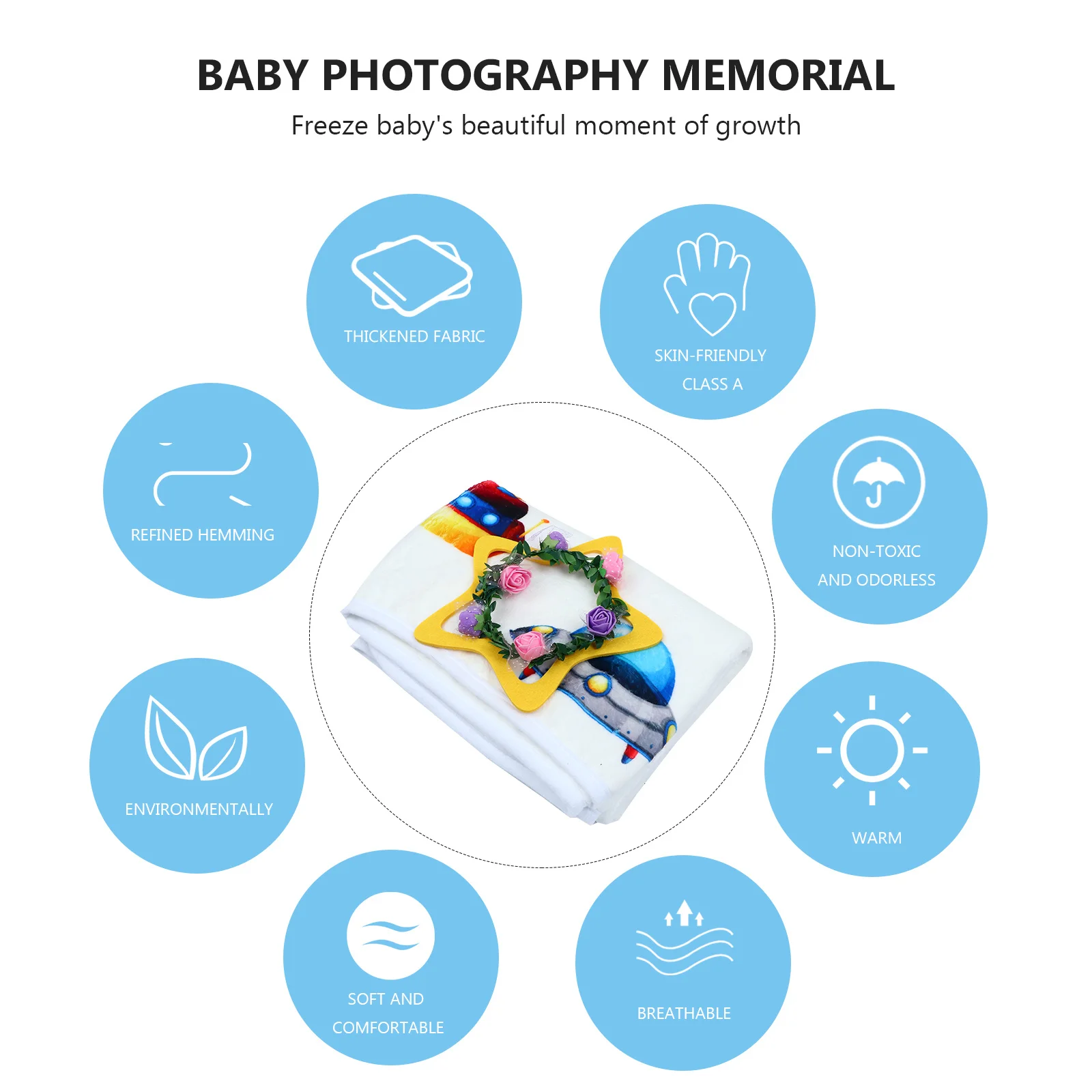 

Baby Photo Blanket Creative Cartoon Pattern Soft Photography Backdrop Milestone Blanket Growth Recording Newborn Photo Props