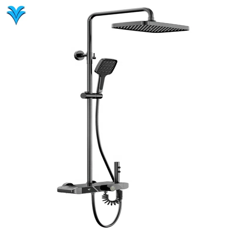 

Wholesale Price Intelligent Constant Temperature Supercharged Handheld Shower Head Soft Spray Brushed for Household Bathrooms