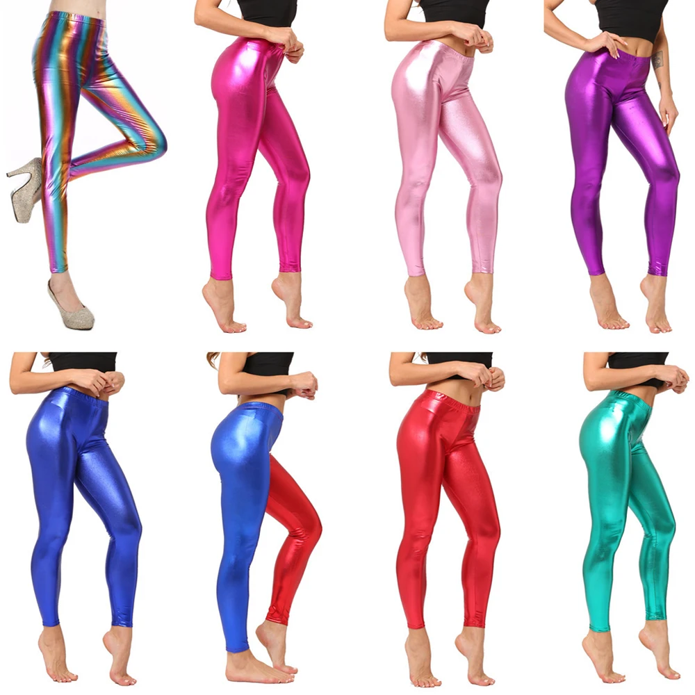 Women Leather Pants Plus Size 2022 Candy Multicolor PU Leggings Party Club Stretch Trousers High Waist Femme Pencil Pants