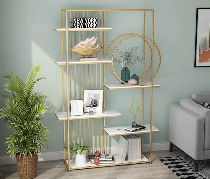 Iron art shelving floor-to-ceiling bookshelf Creative display rack in living room porch