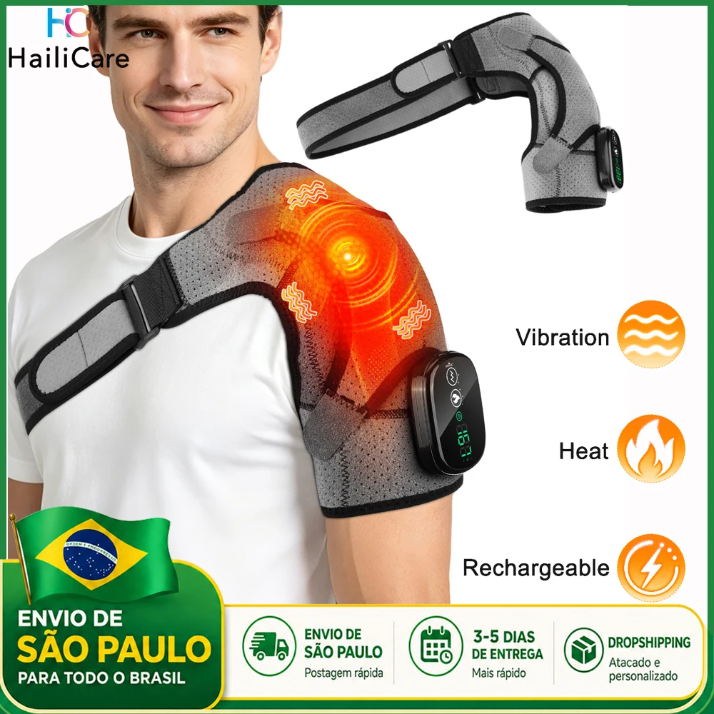 Faixa de Ombro Elétrica Aquecida com Massagem 2 em 1, Cinto Massageador Vibratório e Térmico para Alívio de Artrite no Pescoço, Costas e Corpo