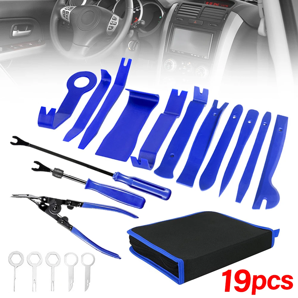 19pcs Car Trim Removal Tool Pry Kit Car Panel Tool Stereo Removal Tool Kit Auto Hand-held Disassembly Tools