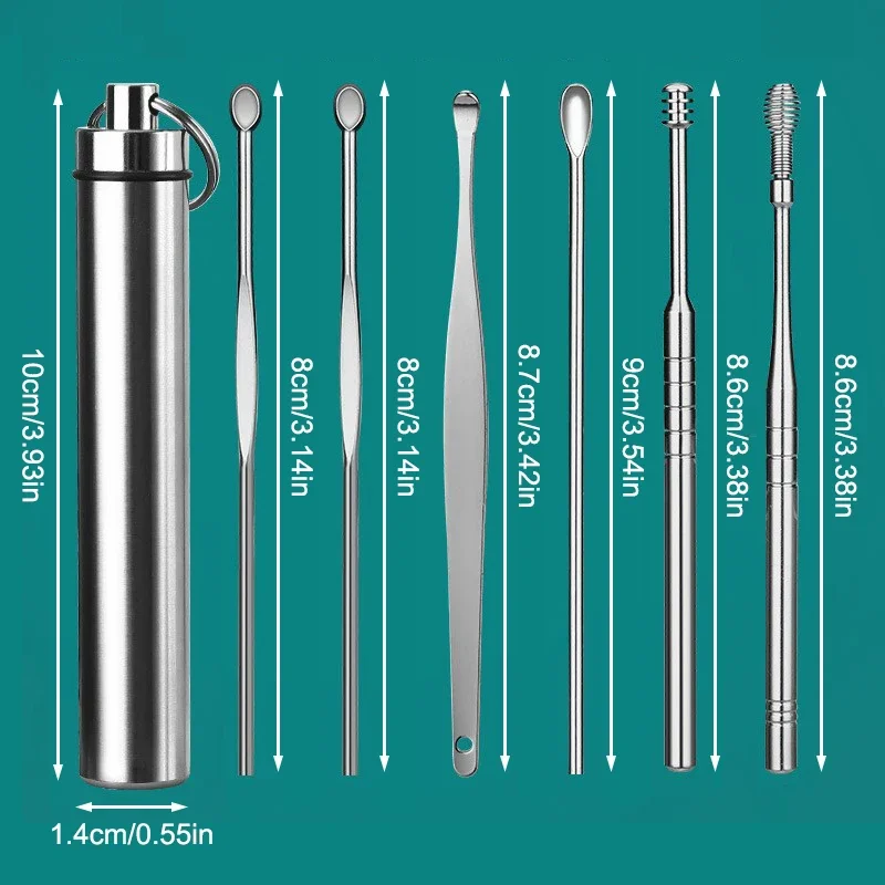 6-Piece Ear Pick Set in Gel Case | Spiral Spring Earwax Remover Kit | Ear Cleaning Tools Set