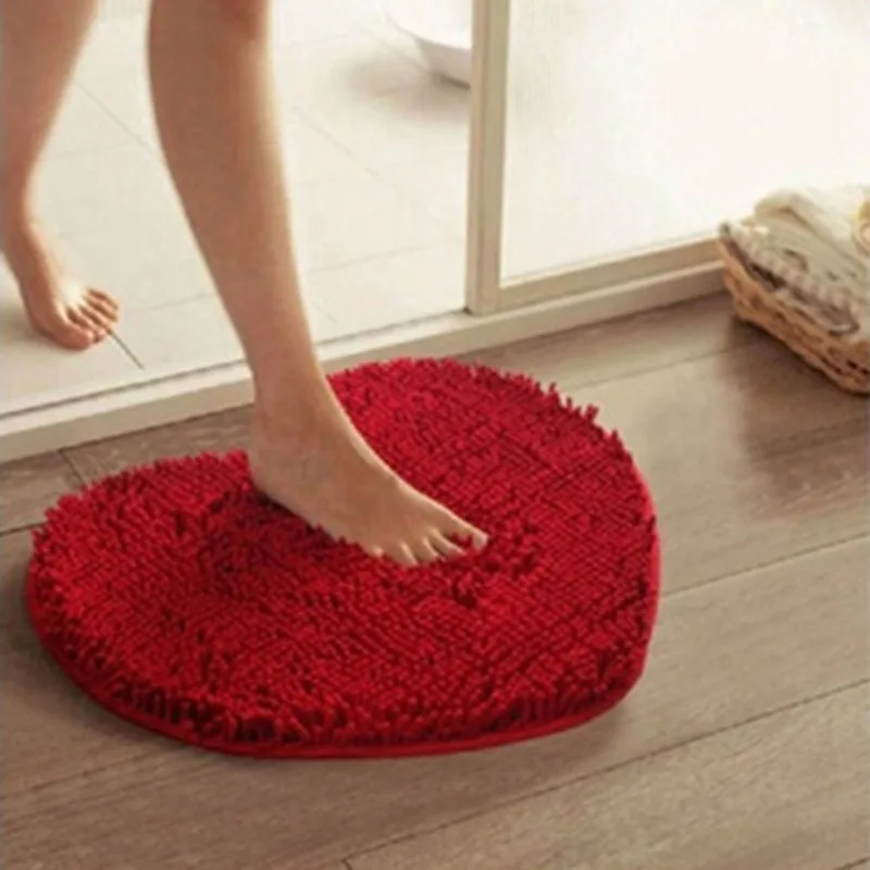 1PC Heart Shape Solid Color Carpet Love Shaped Plush Carpet Floor Mat Plain Fluffy Soft Area Rug Tapetes