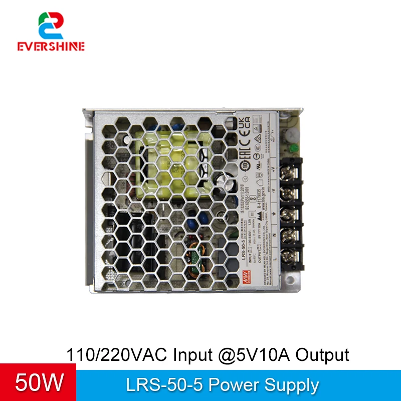 Mean Well LRS-50-5 50W Single Output Power Supply Miniature Size High Efficiency 90% Strong Heat Dissipation Capability
