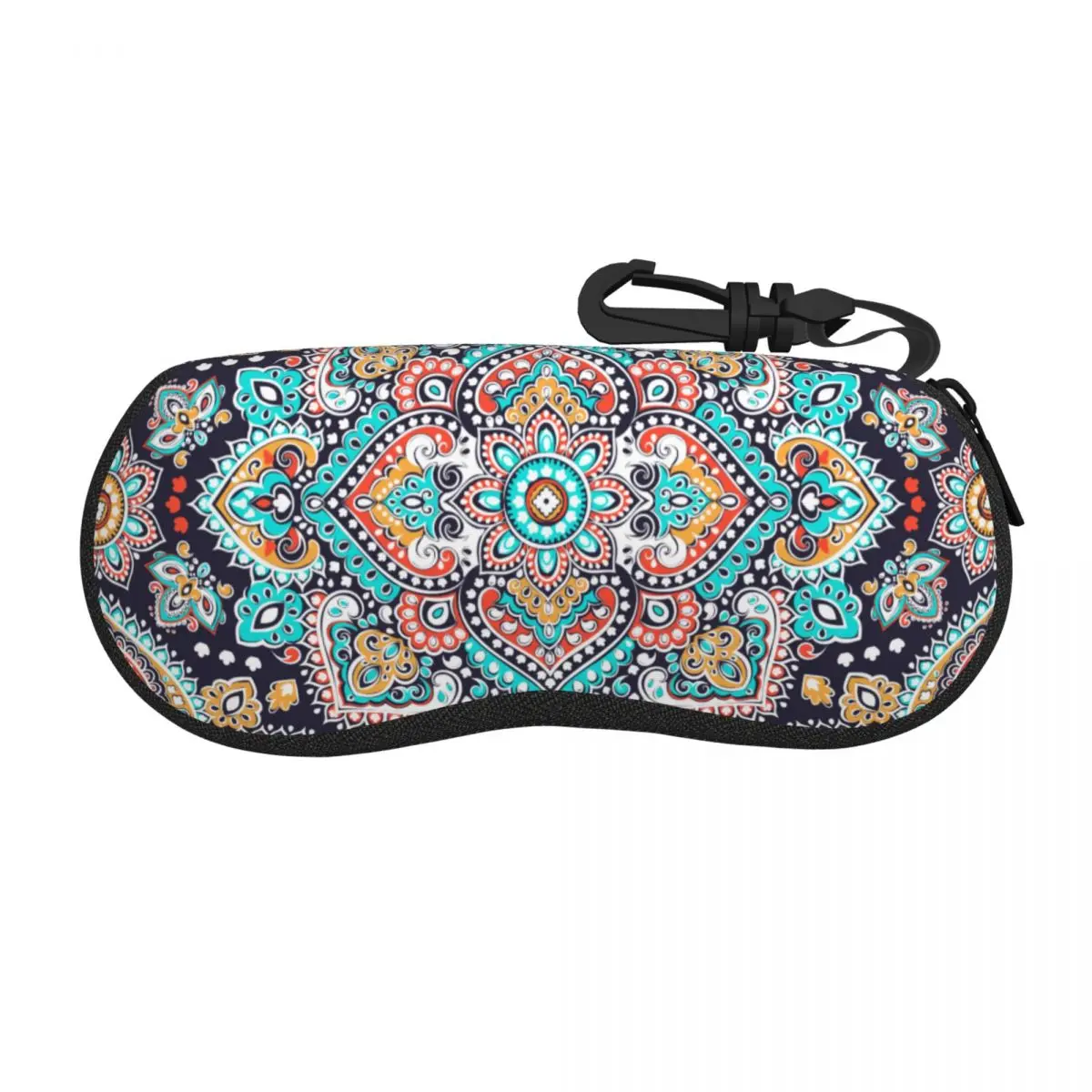 Custom Arabic Indian Ethnic Floral Mandalas Pattern Eyeglass Glasses Case Men Women Soft Sunglasses Protective Box