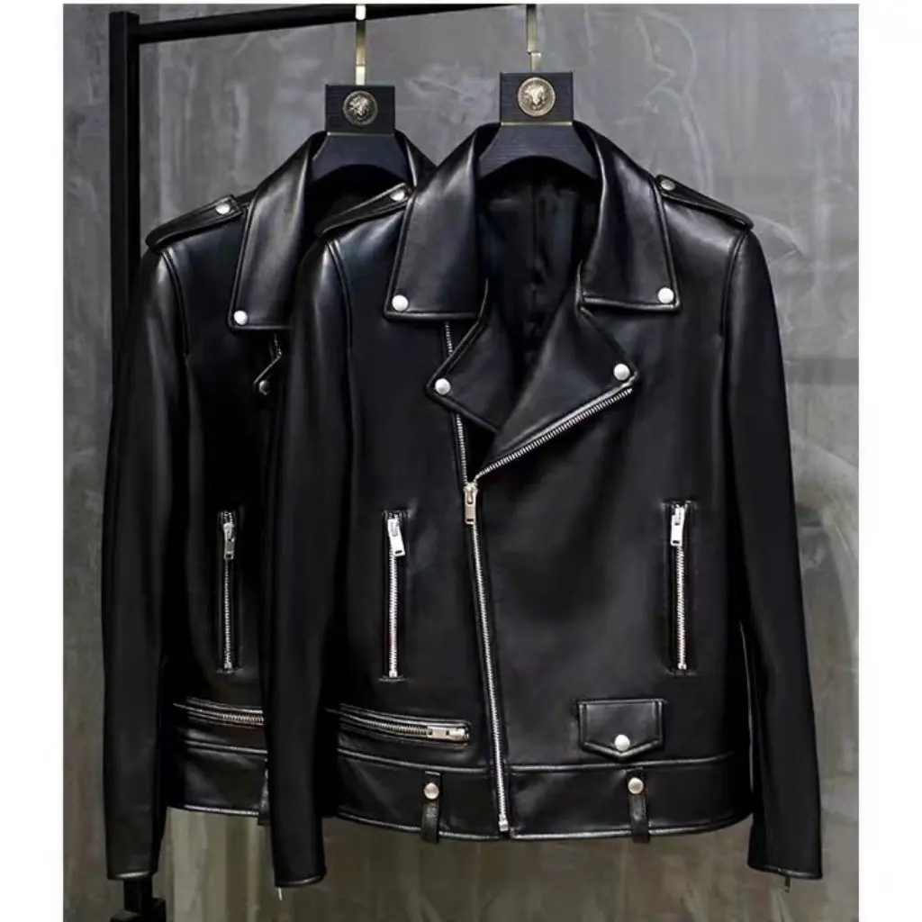 

Fashion Black Small Leather Jacket for Women Short PU Motorcycle Jacket Korean Lapel Spring Autumn Outerwear