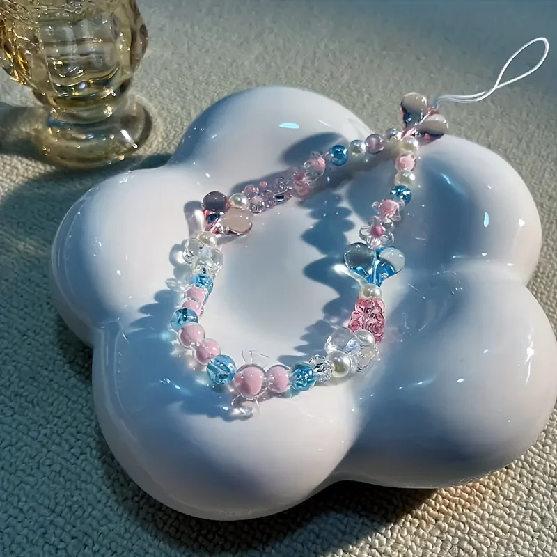 

Милый розовый ремешок для телефона с бусинами в виде сердечка и бантом, подвеска с милым медвежонком, шнурок для камеры, ремешок на запястье для защиты от потери, аксессуары для сумок