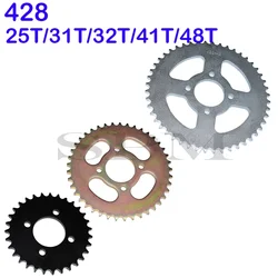 Motorcycle 25T/31T/32T/37T/41T/48T Rear Sprocket 428 Chain Disc 48MM For ATV Go kart UTV Buggy Golf Cart Quad Bike Accessories