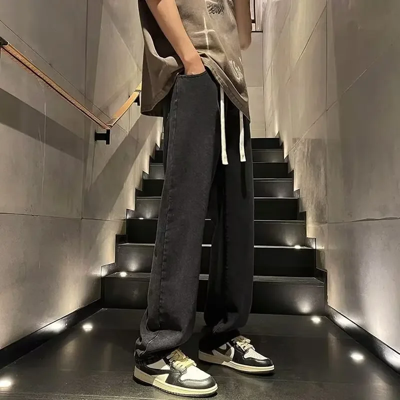 

2024 New Men Loose American Retro High Street Straight Leg Long Pants Yellow Mud Tide Brand Spring and Autumn Jeans