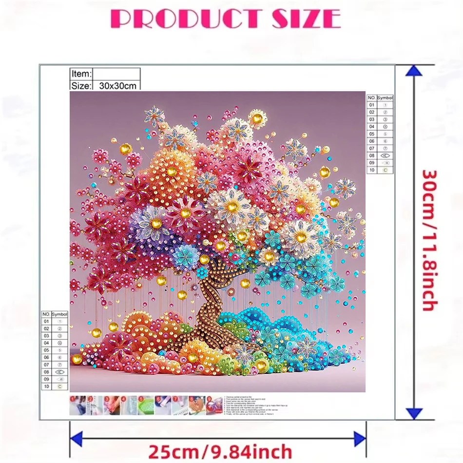 5D DIY Diamond Painting Flower Kit Tree Decoration DIY Special Shaped Drill Diamond Mosaic Art Gift Crafts for Wall Home Decor