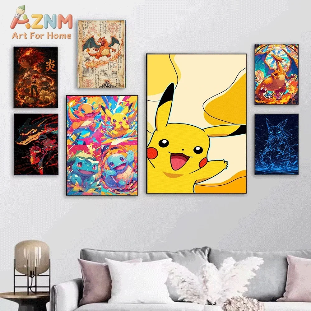 X‑Men Retro Neon Lightning Battle Canvas Wall Art, Classic Superhero Movie Frameless Canvas Painting for Living Room Bedroom H
