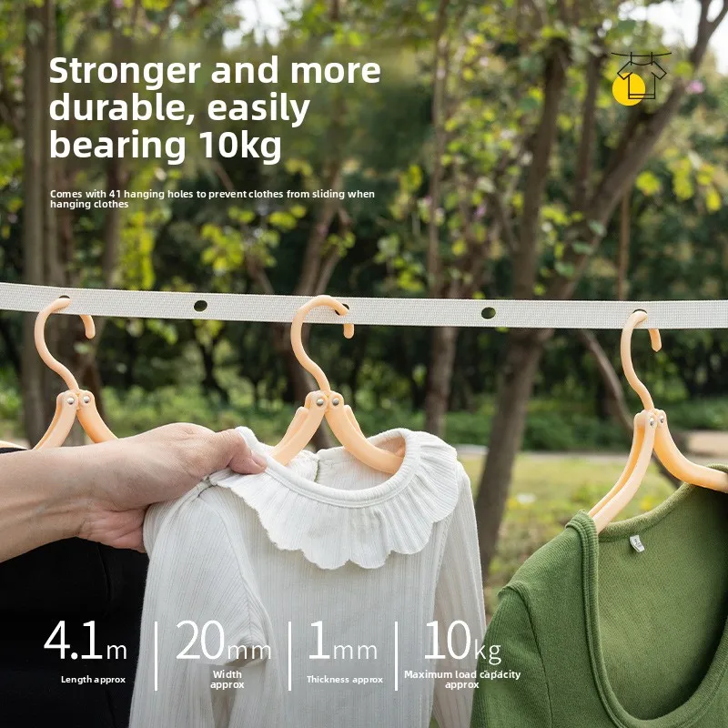 Outdoor Retractable Clothesline Adjustable Camping Clothesline Portable Clothes Drying Rack Windproof Non-slip Washing Line Rope