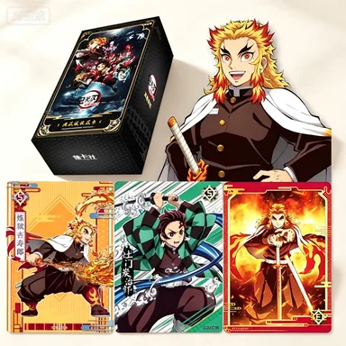 Demon Slayer Collection Cards for Boys Girls Hot Blooded Character Kamado Tanjirou Anime Visual Art Design Crystal Cards Gifts