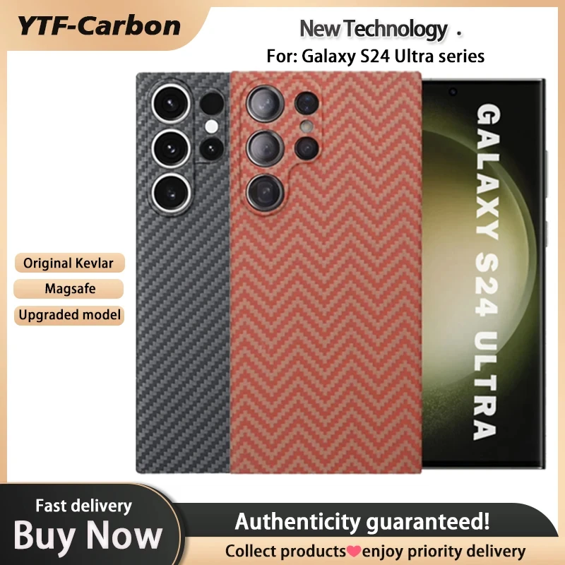 

YTF-Carbon Original carbon fiber case for Samsung Galaxy S24 ultra Anti-fall Aramid Fiber case Slimv Design S24ultra cover