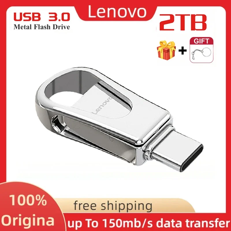 Original Lenovo U Disk USB 3.0 Flash Drive High Speed 2TB Portable Metal SSD Hard Drive 1TB External Flash Memory Stick 128GB