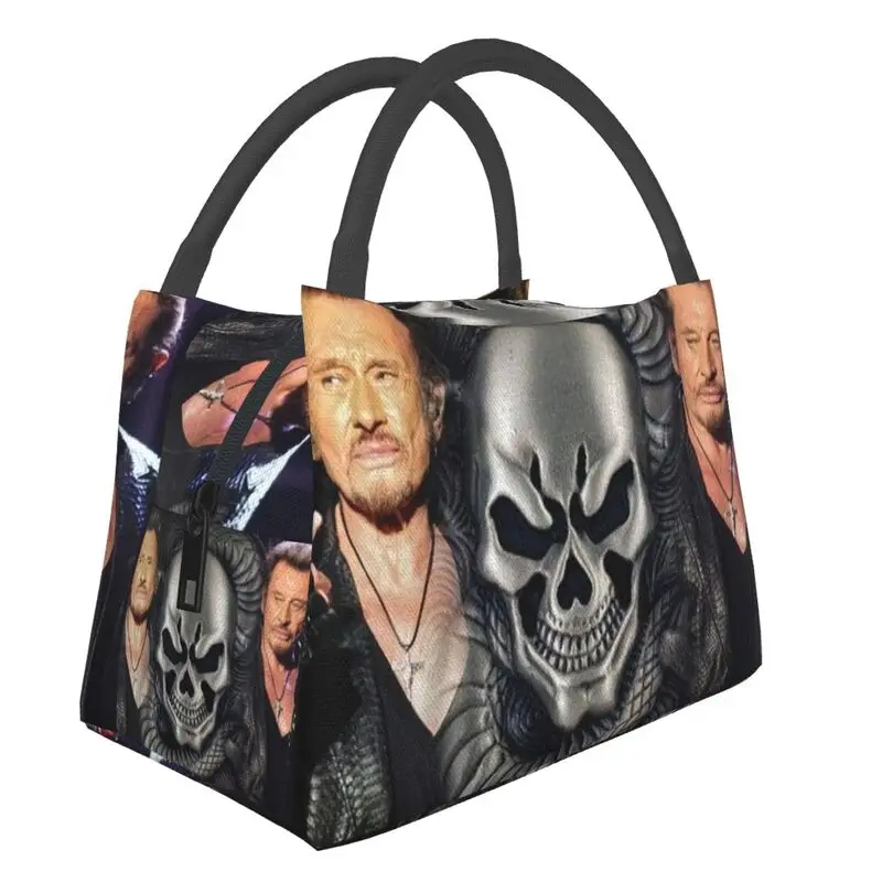 Johnny Hallyday Skull Resuable Lunch Boxes for Women Multifunction Heavy Metal Rock French Singer Cooler Thermal Food Lunch Bag