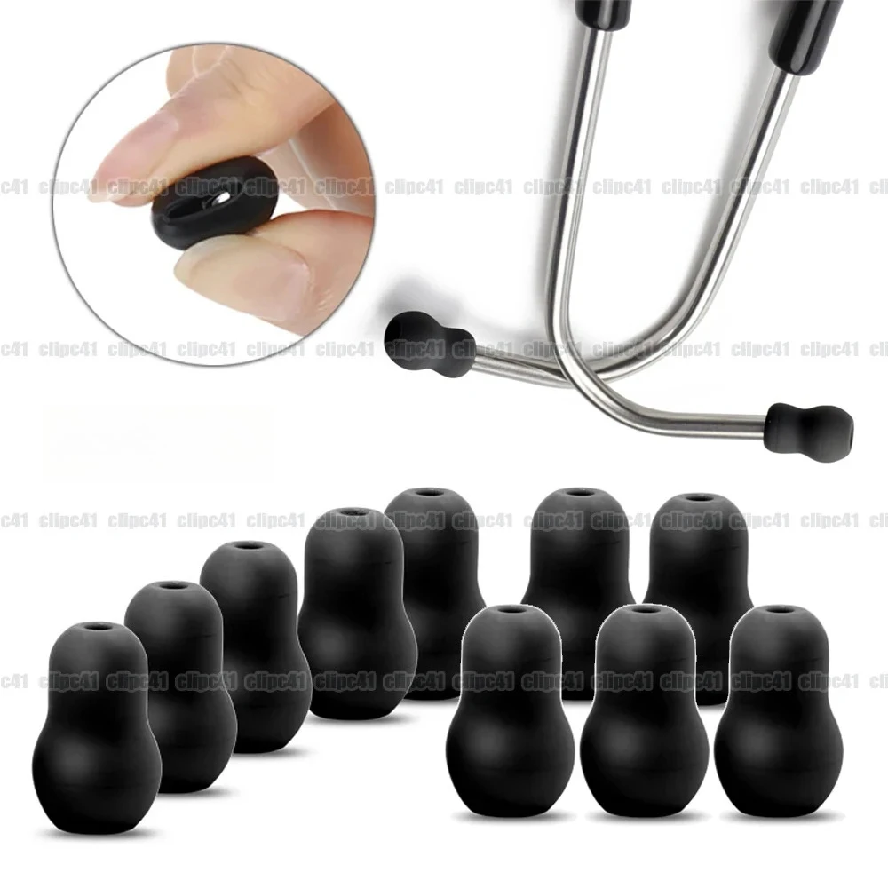 100Pcs/Lot Soft Silicone Black Ear Tips Replacement Earplug Earpieces Earbuds For Stethoscope Universal Super Comfortable