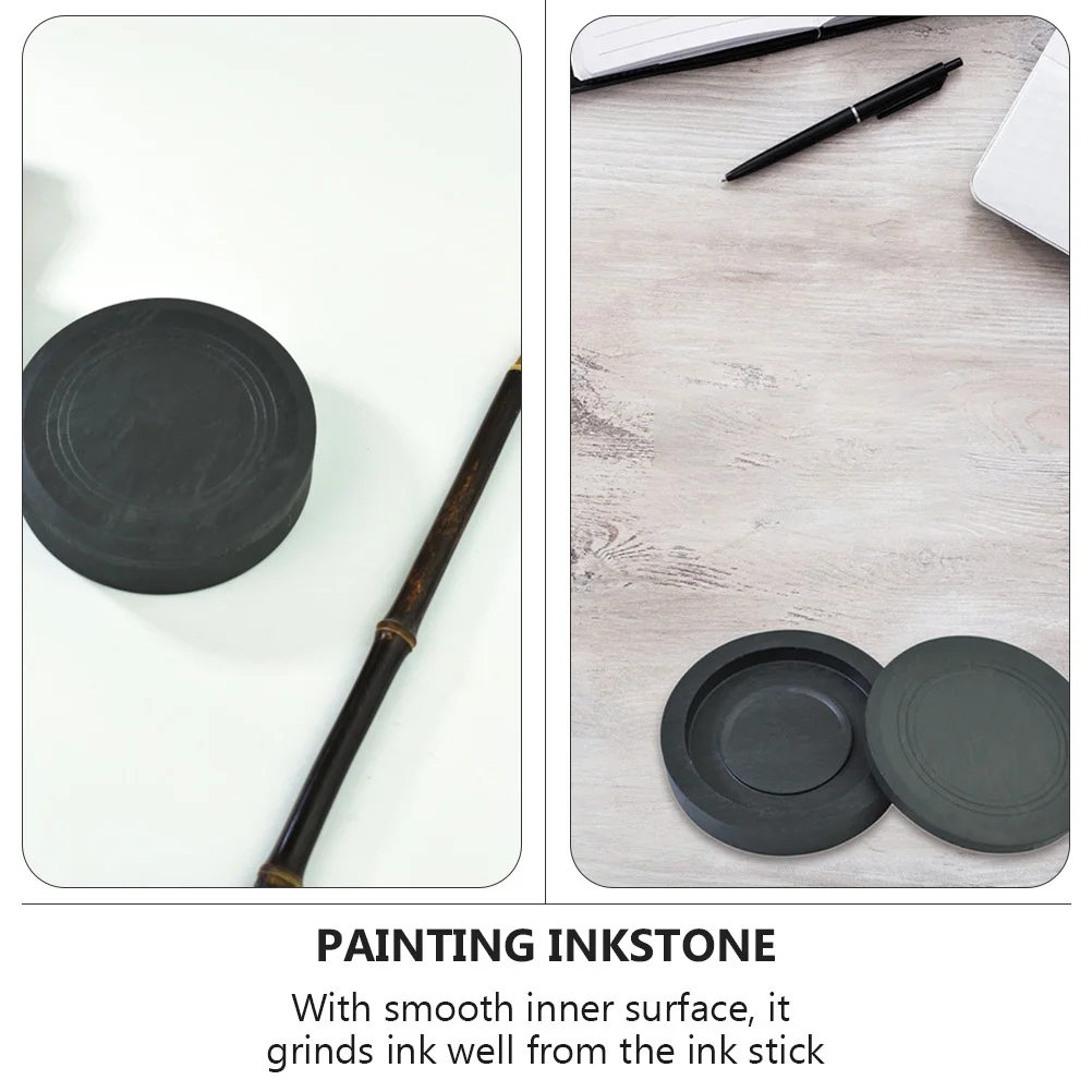

Practical Drawing Inkstone Calligraphy Inkslab Traditional with Cover Creative Lid Grinding
