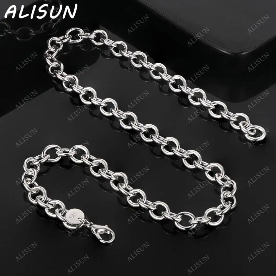 

ALISUN 925 Sterling Silver 45cm Chain Necklace For Women Men Anniversary Gift Popular Wild Fashion Romantic Jewelry