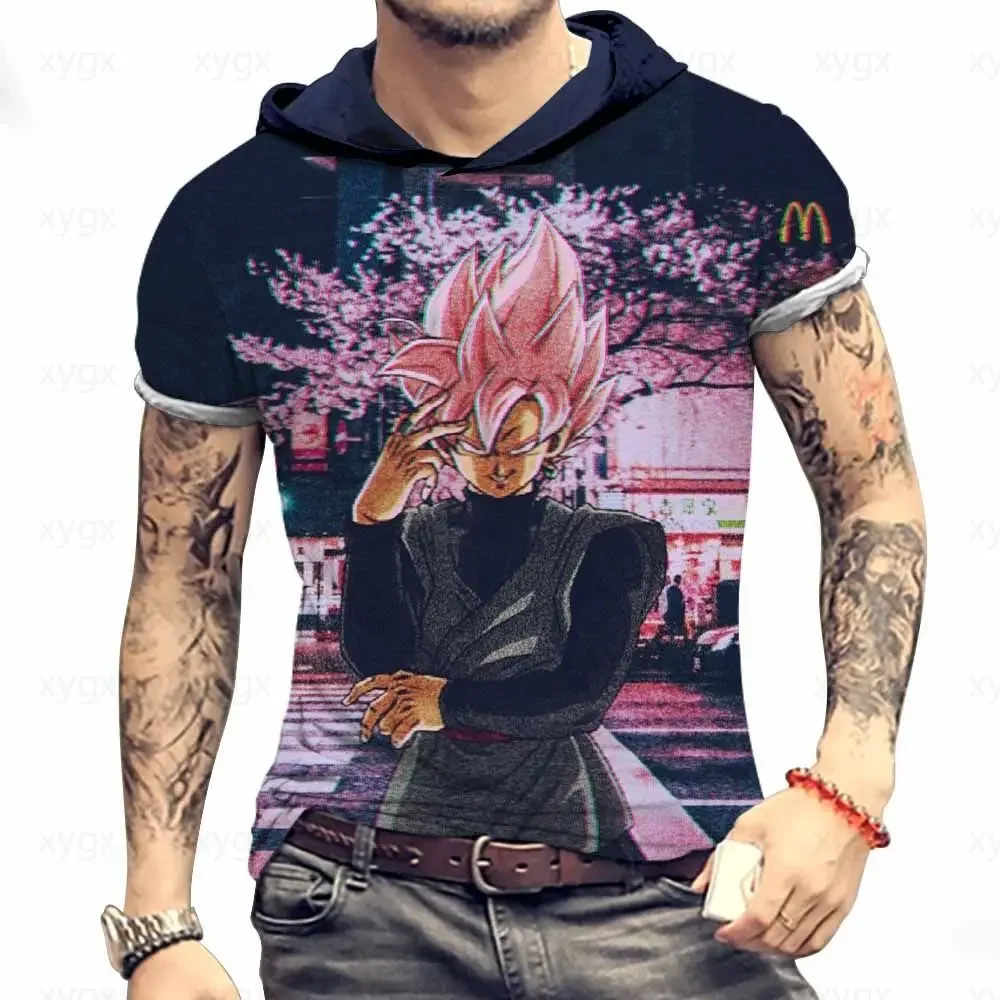 Camiseta com capuz Dragon Ball Z masculina, Tops de Goku e Vegeta, roupas de alta qualidade, nova tendência, Essentials, moda, Y2K