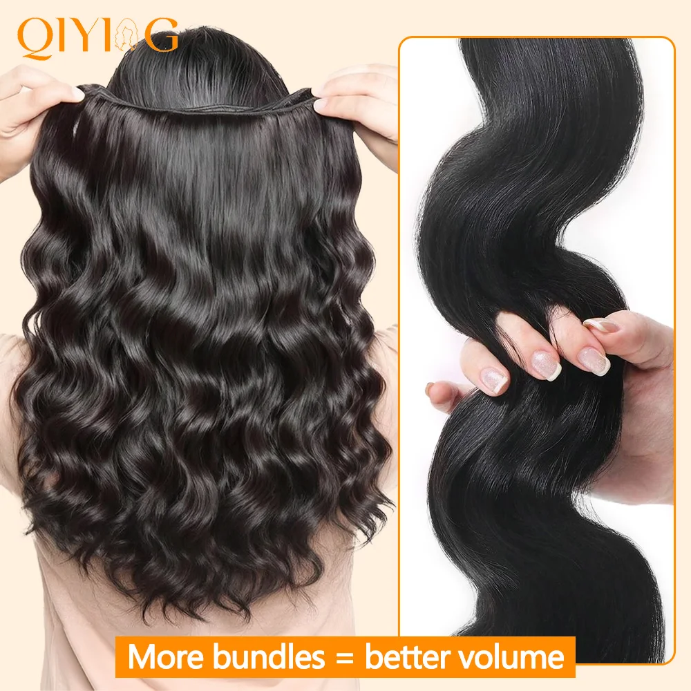 Body Wave Virgin Human Hair Bundles 14‑32 Inch Natural Black Double Machine Weft Tangle Free Shed Free Can Be Dyed Soft Bouncy Human Hair Weave Extensions For Black Women