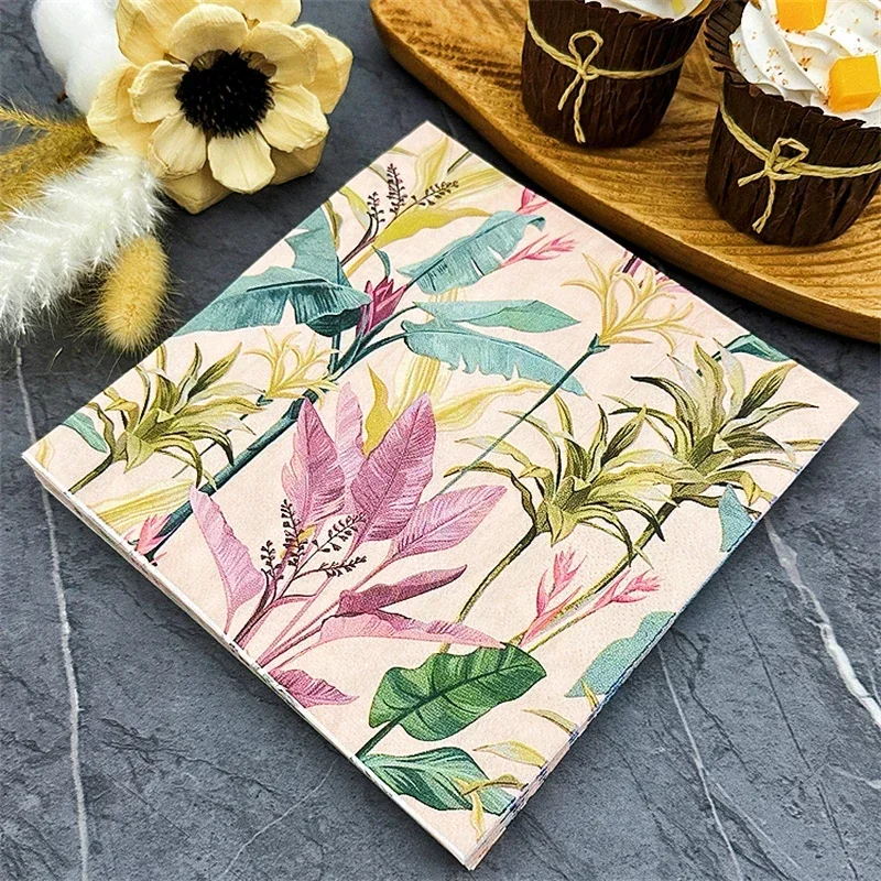 Floral Printed Napkins Hotel Western Restaurant Table Cloth 33cm Household Wood Pulp Coloured Paper Towels 20 Sheets Paper Towel