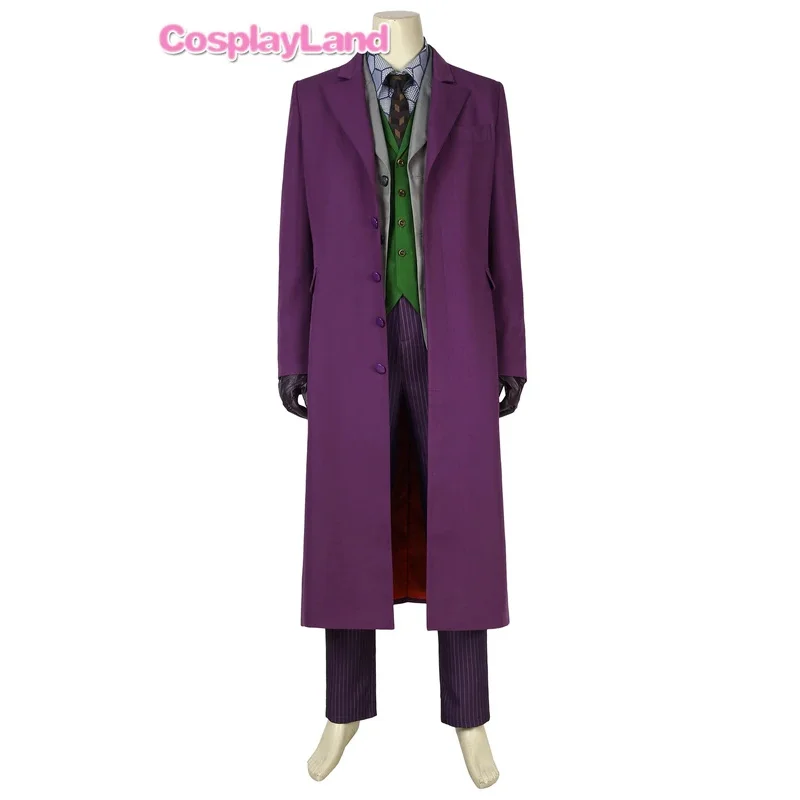 다크 나이트 조커 코스프레 의상 할로윈 성인 남성 의상 화려한 조커 의상 마스크 유머 슈트 코스프레 광대 코트