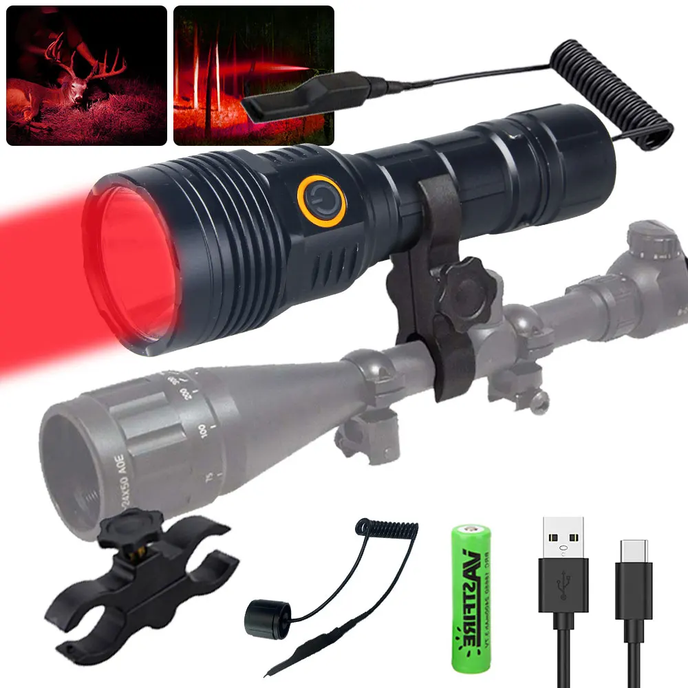 30W High Lum Professional SST40 LED Hunting Flashlight Tactical Night Scout Lights+Remote Switch+Rifle Scope Mount+18650+Charger