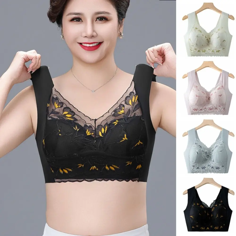 Breathable Plus Size Lace Wireless Bra Push Up Shockproof Deep V Underwear Lingerie Anti-sagging Brassiere for Women Gifts