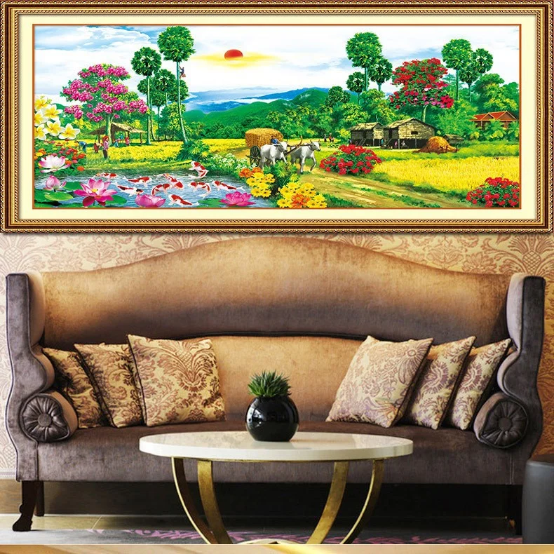 

DIY 5D full Diamond Embroidery,Round Diamond 5D Idyllic landscape Living room decoration rhinestone Diamond painting